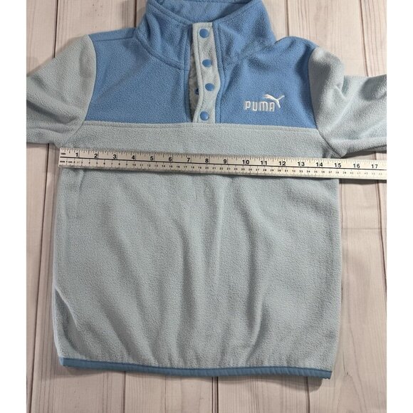 PUMA Girl's Pullover 1/4 Button Up Blue Size M (7-8) Fleece Soft Two Tone - Picture 8 of 10